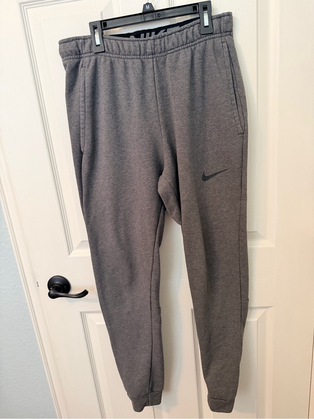 Nike Boys Dark Gray Fleece Joggers with Swoosh